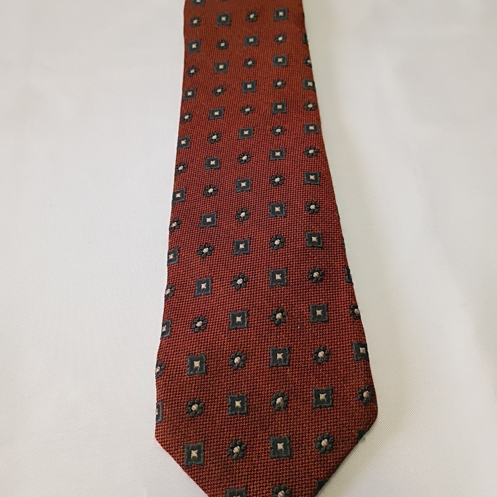 Cremieux Silk Blend Brown Jacquard Terracotta Made In Italy